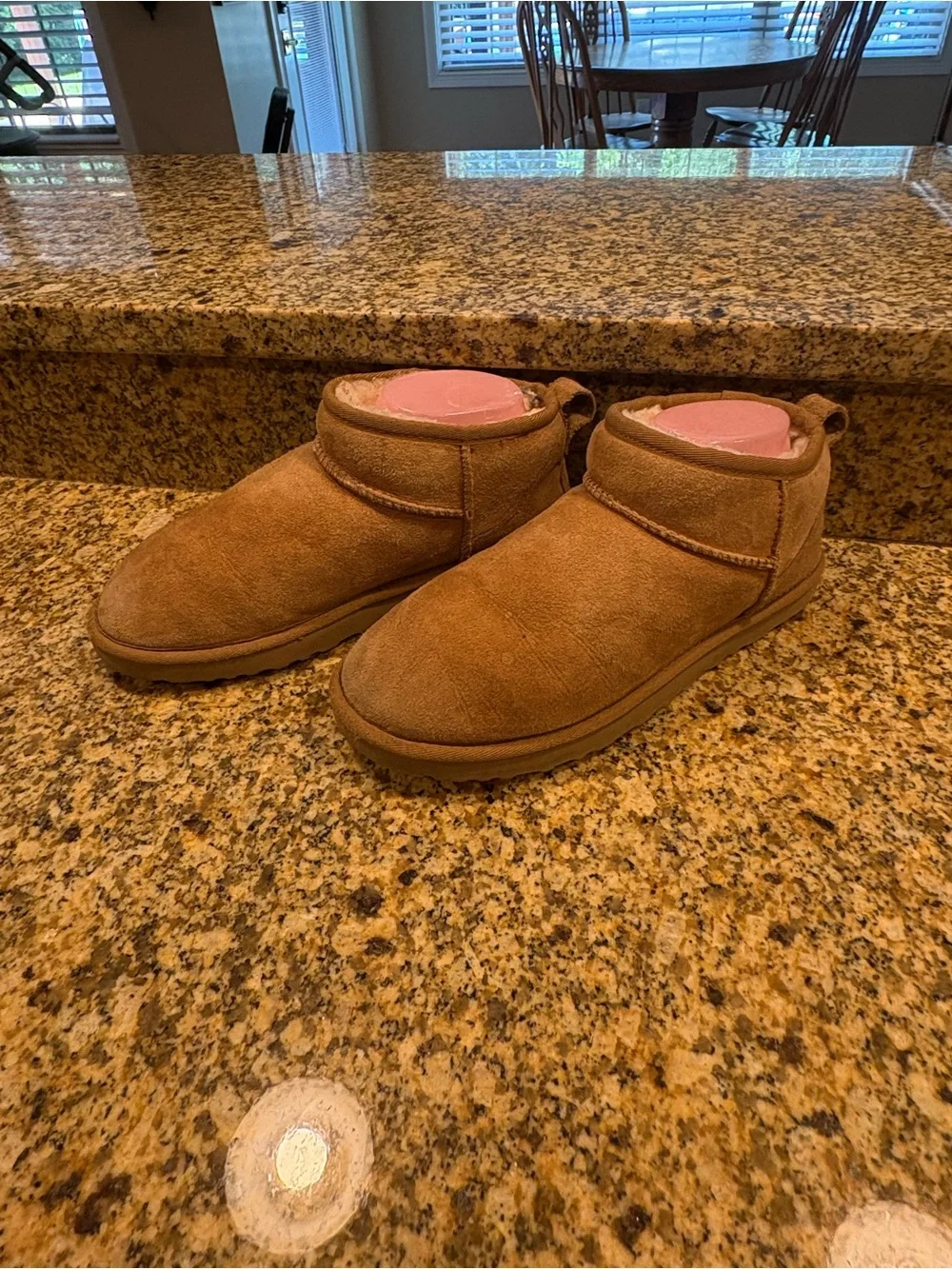 Ugg classic ultra mini boots chestnut 8 tan suede Sherpa